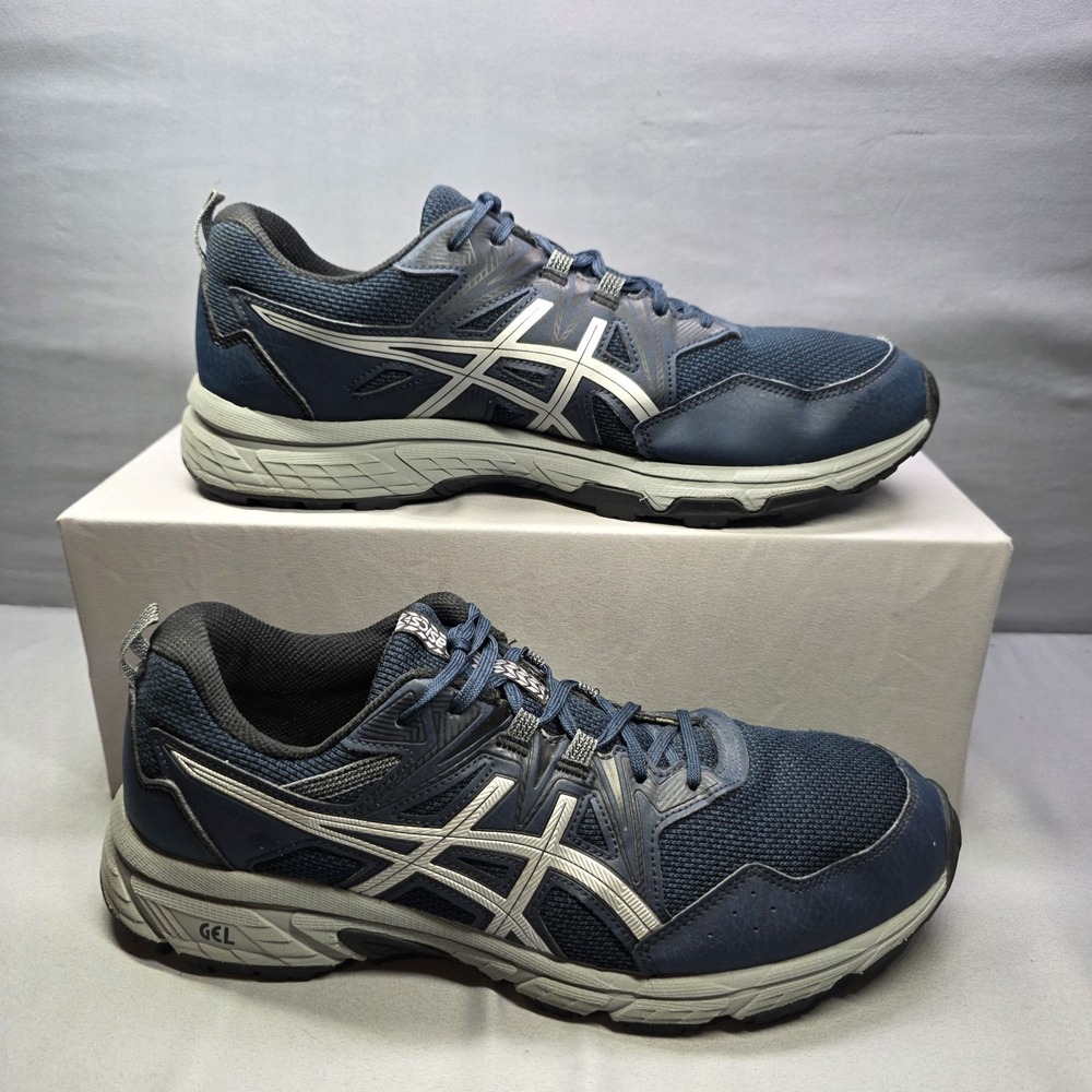 ASICS Shoes Mens 11.5 Gel Venture 8 Blue Gray Athletic Workout Running Sneakers